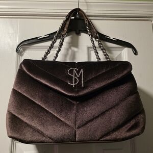 Elegant Brown Velvet Shoulder Bag